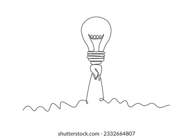Concepto de dibujo de una sola línea para encontrar ideas brillantes. Ilustración gráfica de vector de diseño de línea continua.