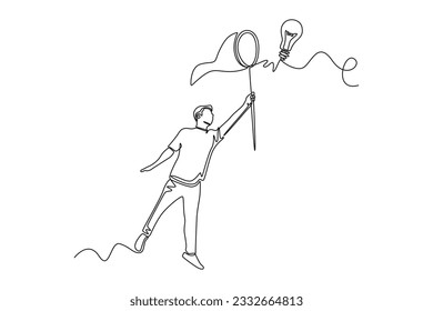 Single one line drawing concept of finding brilliant ideas. Continuous line draw design graphic vector illustration.