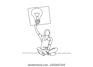 Single one line drawing concept of finding brilliant ideas. Continuous line draw design graphic vector illustration.