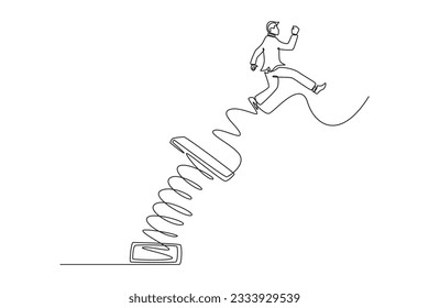 Single one line drawing concept of productivity boosting. Continuous line draw design graphic vector illustration.