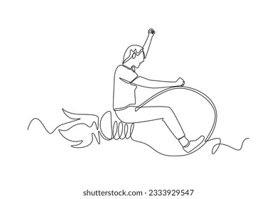 Single one line drawing concept of productivity boosting. Continuous line draw design graphic vector illustration.