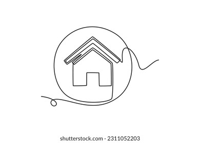 Single one line drawing Contact us icon concept. Continuous line draw design graphic vector illustration.