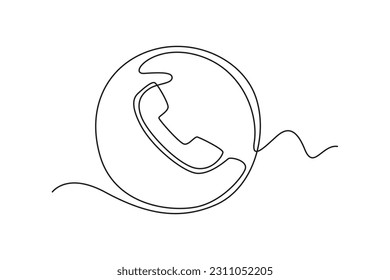 Single one line drawing Contact us icon concept. Continuous line draw design graphic vector illustration.