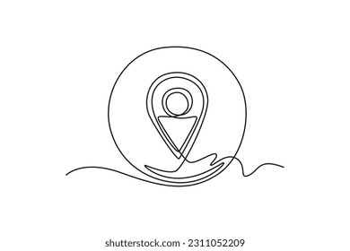 Single one line drawing Contact us icon concept. Continuous line draw design graphic vector illustration.