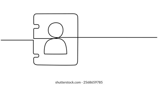 Single one line drawing Contact us icon concept. Continuous line draw design graphic vector illustration, Contact book symbol icon continuous one line drawing, Contact book. At, list, email, message. 