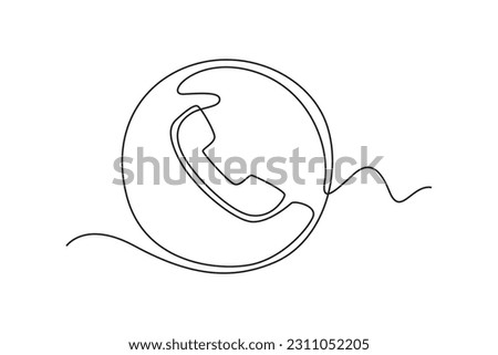 Single one line drawing Contact us icon concept. Continuous line draw design graphic vector illustration.