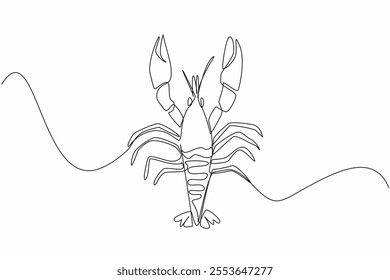 Single one line drawing crawfish posing. Animals with claws. Used to catch prey. Edible animals. Have a delicious savory taste. National Crawfish Day. Continuous line design graphic illustration