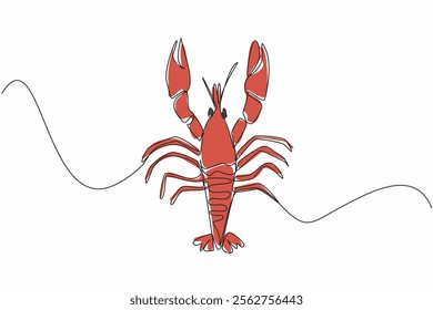 Single one line drawing crawfish posing. Animals with claws. Used to catch prey. Edible animals. Have a delicious savory taste. National Crawfish Day. Continuous line design graphic illustration