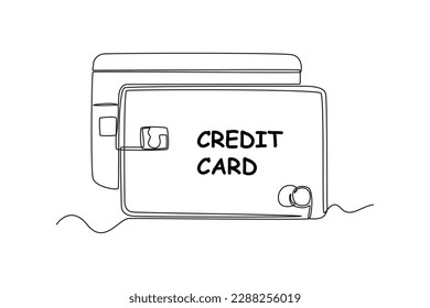 Single one line drawing Credit card. Bank concept. Continuous line draw design graphic vector illustration.
