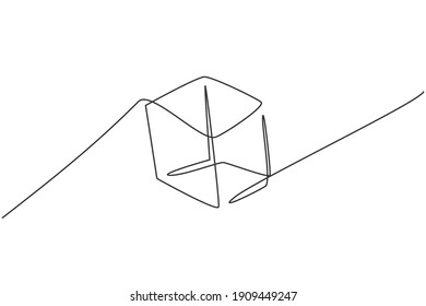 Dibujo de una sola línea de forma de geometría de cubo. De vuelta a la escuela minimalista, concepto educativo. Ilustración vectorial de diseño de estilo de tracción de línea simple continua