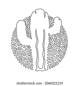 Single one line drawing cute exotic tropical spiny cactus plant. Printable decorative houseplant home decor wallpaper ornament. Swirl curl circle background style. Continuous line draw design vector