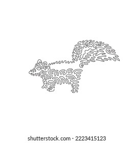 Single one line drawing of cute skunk abstract art. Continuous line draw graphic design vector illustration of black and white adorable mammal for icon, symbol, company logo, poster wall decor