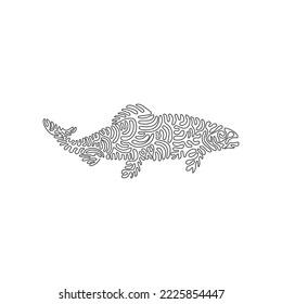 Single one line drawing of cute salmon  abstract art. Continuous line draw graphic design vector illustration of salmon healthy fish for icon, symbol, company logo, poster wall decor