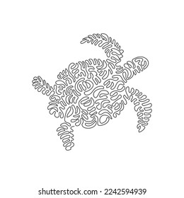 Single one line drawing of cute turtle abstract art. Continuous line draw graphic design vector illustration of friendly domestic animal for icon, symbol, company logo, poster wall decor