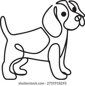 Einzelne einzeilige Zeichnung von niedlichen Beagle Hund für Firmenlogo Identität. Reinrassige Hunde Maskottchen Konzept für Stammbaum freundliches Haustier Ikone. einzeilige Symbolzeichnung
