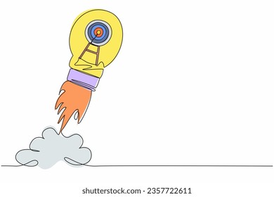 Einzeilige Einzeilentafel mit Leuchtstofflampe. Startup-Erfolgsziel, neue Produktziele für die Errungenschaft der Unternehmen, Marketingziel. Design der kontinuierlichen Linien, Vektorgrafik