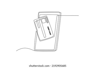 Single One Line Drawing Debit Card Stock Vector (Royalty Free