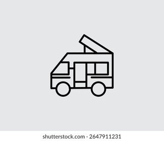 Una sola línea de dibujo de la camioneta de entrega. concepto de vehículo. 