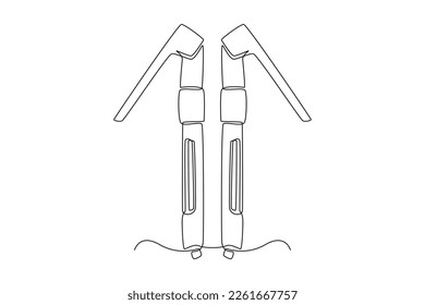 Single one line drawing Dentist tool. Dental health concept. Continuous line draw design graphic vector illustration.