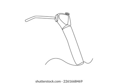 Single one line drawing Dentist tool. Dental health concept. Continuous line draw design graphic vector illustration.