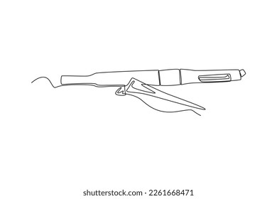 Dibujo de una sola línea Herramienta dentista. Concepto de salud dental. Ilustración gráfica de vector de diseño de línea continua.