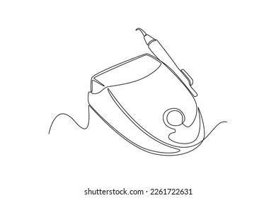 Dibujo de una sola línea Herramienta dentista. Escalador dental. Concepto de salud dental. Ilustración gráfica de vector de diseño de línea continua.