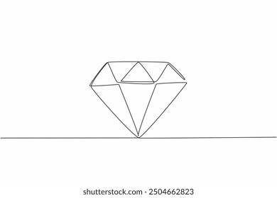 Single one line drawing the diamond. Crystal shaped jewelry. Luxury jewelry. Can be used as an asset. Has a special value. Elegance. National Jewel Day. Continuous line design graphic illustration