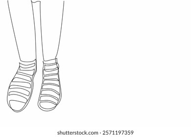 Single one line drawing different stripes between right and left. Comfort comes first, differences are a matter of taste. Colorful socks. Anti Bullying Day. Continuous line design graphic illustration