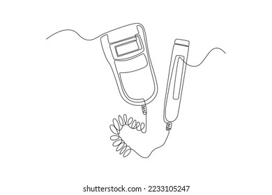 Single one line drawing doppler fetal monitor. Medical equipment concept. Continuous line draw design graphic vector illustration.