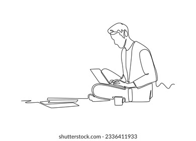 Single one line drawing effective and productive concept. Continuous line draw design graphic vector illustration.