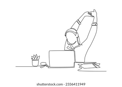 Single one line drawing effective and productive concept. Continuous line draw design graphic vector illustration.