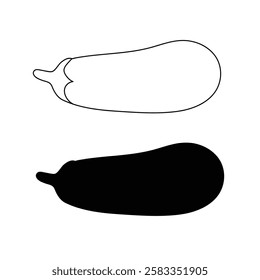 Single one line drawing eggplant vector