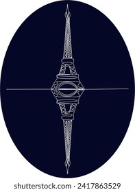 Single one line drawing of Eiffel Tower landmark wall decor poster. Iconic place in Paris, France. Tourism and travel greeting postcard concept. Modern continuous line draw design vector illustration