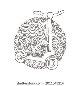 Single one line drawing electric scooter. Electric transport. Eco transportation. Urban lifestyle. Swirl curl circle background style. Modern continuous line draw design graphic vector illustration