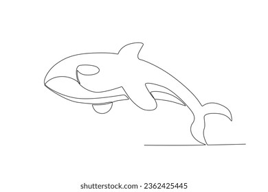 Single one line drawing of a erce whale. Continuous line draw design graphic vector illustration.
