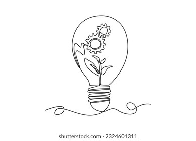 Single one line drawing ESG - Environmental, Social, and Governance concept. Continuous line draw design graphic vector illustration.
