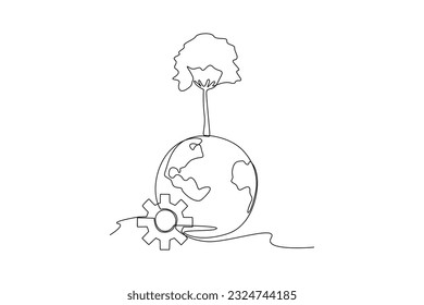 Single one line drawing ESG - Environmental, Social, and Governance concept. Continuous line draw design graphic vector illustration.