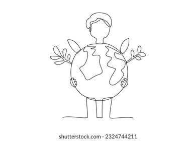 Single one line drawing ESG - Environmental, Social, and Governance concept. Continuous line draw design graphic vector illustration.