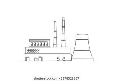 Einzelreihfabrik für die Versorgung mit Kernenergie. einfache Windturbinen-Stromlinie, Vektorgrafik