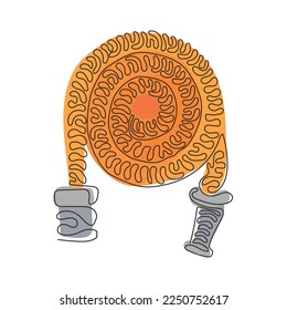 Logo de la manguera de fuego de un solo dibujo de estilo moderno. Idóneo para muchos fines. Equipo o instrumento para bomberos. Estilo de rizo giratorio. Ilustración gráfica de diseño de trazos de línea continua