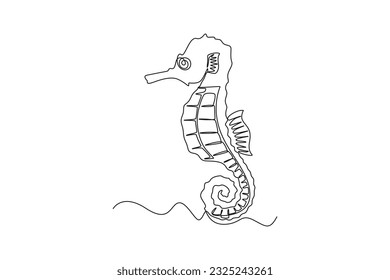 Single one line drawing Fish and wild marine animals concept. Continuous line draw design graphic vector illustration.
