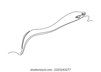Single one line drawing Fish and wild marine animals concept. Continuous line draw design graphic vector illustration.