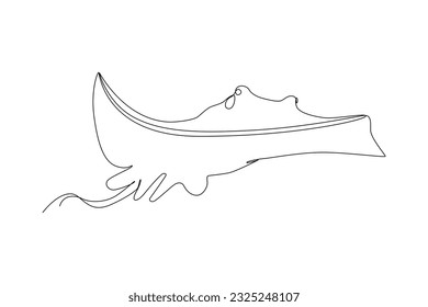 Single one line drawing Fish and wild marine animals concept. Continuous line draw design graphic vector illustration.