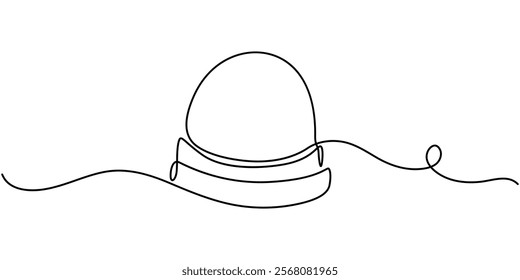 Single one line drawing flasher siren with text SOS. SOS concept. Continuous line draw design graphic vector illustration, Single continuous line drawing emergency siren icon. Fire warning sign.