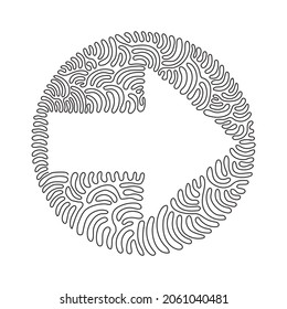 Single one line drawing flat arrow icon. Arrow logo icon for your web site design, app, UI. Arrow sign, symbol. Swirl curl circle background style. Continuous line draw graphic vector illustration