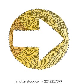 Icono de flecha plana de dibujo de una sola línea. Icono de logotipo de flecha para el diseño de su sitio web, aplicación, interfaz de usuario. Signo de flecha, símbolo. Estilo de fondo del círculo de redondeo giratorio. Ilustración vectorial de trazo de línea continua