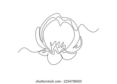 Einzel-Linie Zeichnen Blumenknospen Sakura. Kirschblütenkonzept. Grafische Vektorgrafik für kontinuierliche Zeilenzeichnung.