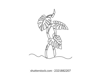 Single one line drawing Forest concept. Continuous line draw design graphic vector illustration.