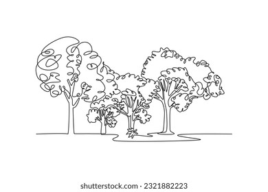 Single one line drawing Forest concept. Continuous line draw design graphic vector illustration.