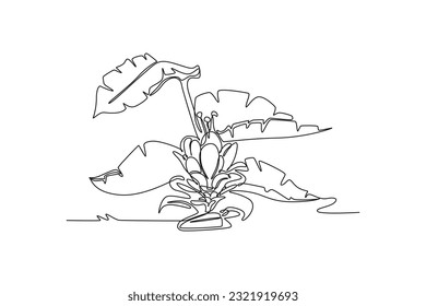 Single one line drawing Forest concept. Continuous line draw design graphic vector illustration.